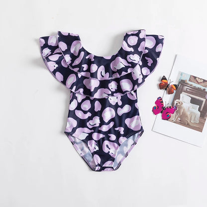 Trajes de baño de una pieza para niñas de 1, 2, 3, 4 y 5 años, estampados, para playa, verano, con lazo