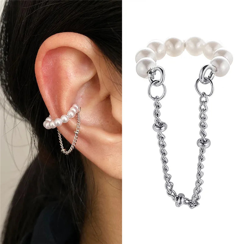Silver Color Leaves Clip Earrings for Women Men Creative Simple C Ear Cuff Non-Piercing Ear Ear Clip Set Trend Jewelry Gift
