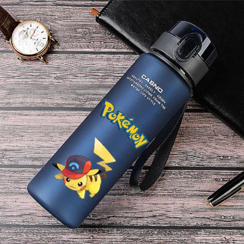 Anime Pokemon Portable Plastic Water Bottle 560ML Ash Ketchum Pikachu High Capacity Insulation Outdoor Water Cup for Kids Gift