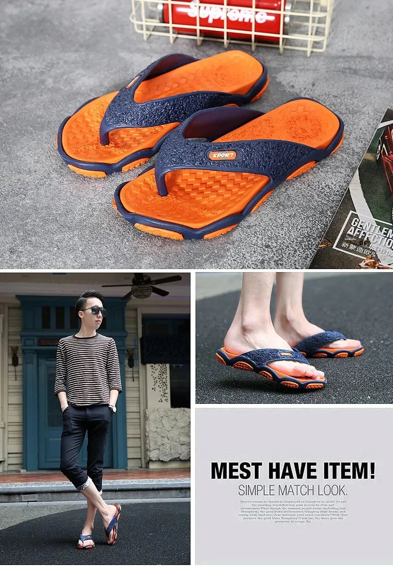 Men's Summer 2025 Trendy Flip Flops Beachwear Slippers Anti-slip Deodorant Casual Shoes Plastic Slip-On Sandals for Adults