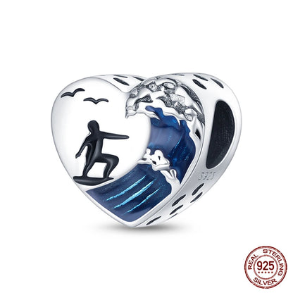 Ocean Series - Original Genuine 925 Sterling Silver Turtle Crab Mermaid Charm Beads Suitable for 3mm Bracelet DIY Making Pendant