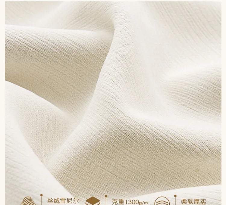 French Chenille Cream White Velvet Curtain Modern Simple Blackout Curtains for Living Dining room Bedroom Tulle Customization