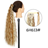 34inches Synthetic Ponytail Hair Extension Clip in Fake Wig Hairpiece Blonde Wrap Around Pigtail Long Smooth Overhead Pony Tail