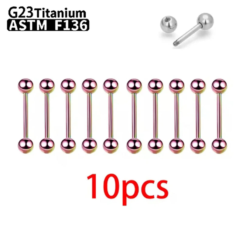 1/5/10pcs G23 Titanium External Internal thread Piercing Jewelry 14G 16G Long Industrial Sexy Barbell Barbell Ring Tongue