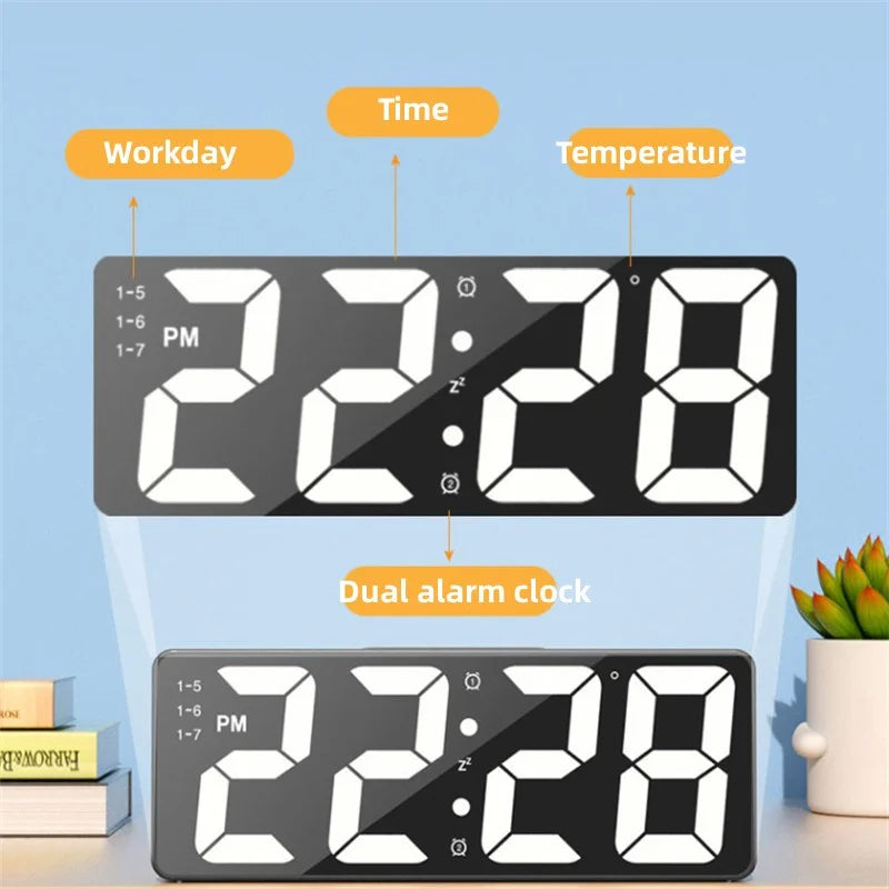 Latest Digital LED Alarm Clock for Bedroom with Temperature Display, Adjustable Brightness, and 12/24 Hour Format