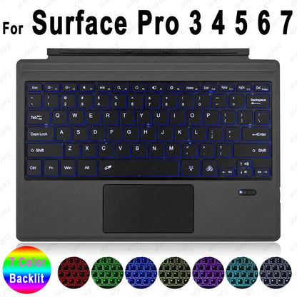 Trackpad Keyboard for Microsoft Surface Pro 3 4 5 6 7 8 9 X Backlit Russian Spanish Arabic Portuguese French Hebrew Keyboard