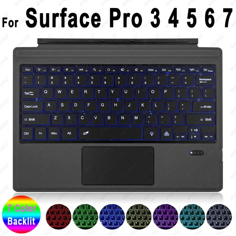 Trackpad Keyboard for Microsoft Surface Pro 3 4 5 6 7 8 9 X Backlit Russian Spanish Arabic Portuguese French Hebrew Keyboard