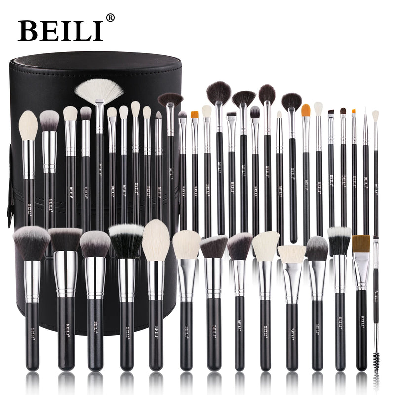 BEILI Black Makeup brushes set Professional Natural goat fiber hair brushes Foundation Powder Contour Eyeshadow make up brushes