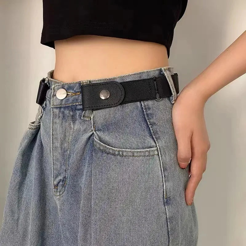 Cinturón elástico ajustable sin hebilla, 2/1 unidad, invisible, para mujer, hombre, pantalones vaqueros, vestido, fácil de usar.