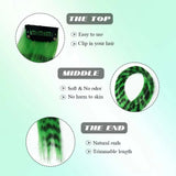 Stripe Printed Clip-in Hair Extensions Colorful Synthetic Hair Highlights 18 Inches Straight Wig Hairpieces for Daily Use Party
