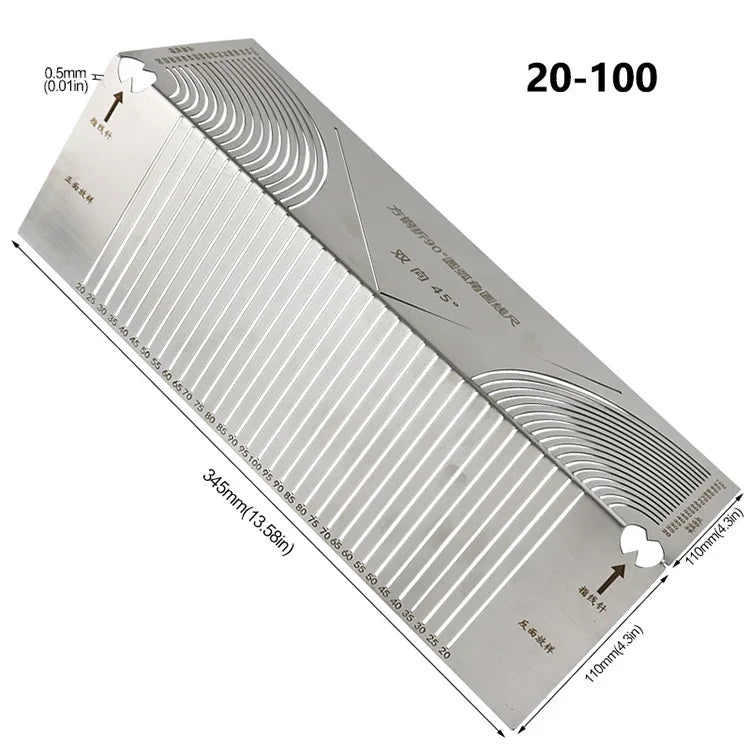 90 Degree Square Steel Bending Ruler Right Angle Arc Bending Drawing Line Ruler Building Parallel Line Drawing Cutting Marking