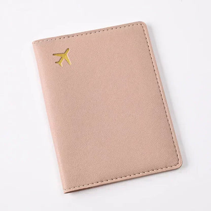 Women Men Card Passport Cover Case Flight Ticket Clip Passport Wallet PU Leather Solid Color Id Holder Passport Holder Purses