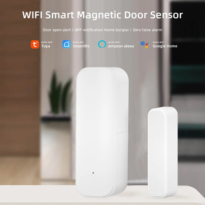 Tuya Wifi Door Sensor Window Entry Sensor Security Burglar Door Sensor Alarm Smart Life Magnetic Door Sensor Alexa Google Home