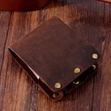Luxury Handmade 100% Genuine Leather Men Wallet Purse Short Money Clip with Coin Pocket Male Money Bag Multi-Card Wallet Vintage
