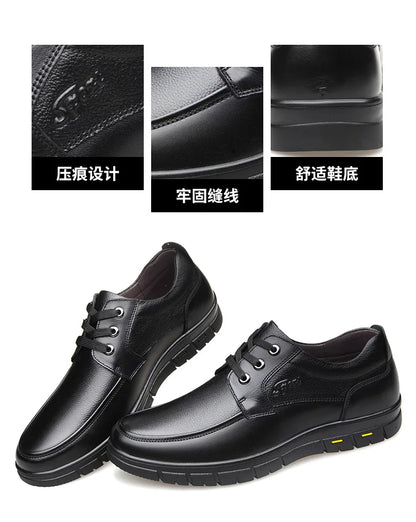 Hot Sale Men Genuine Leather Casual Shoes Soft Sole Lace-up Luxury Brand Middle-aged Old Man Dad Lightweight Loafers Shoes