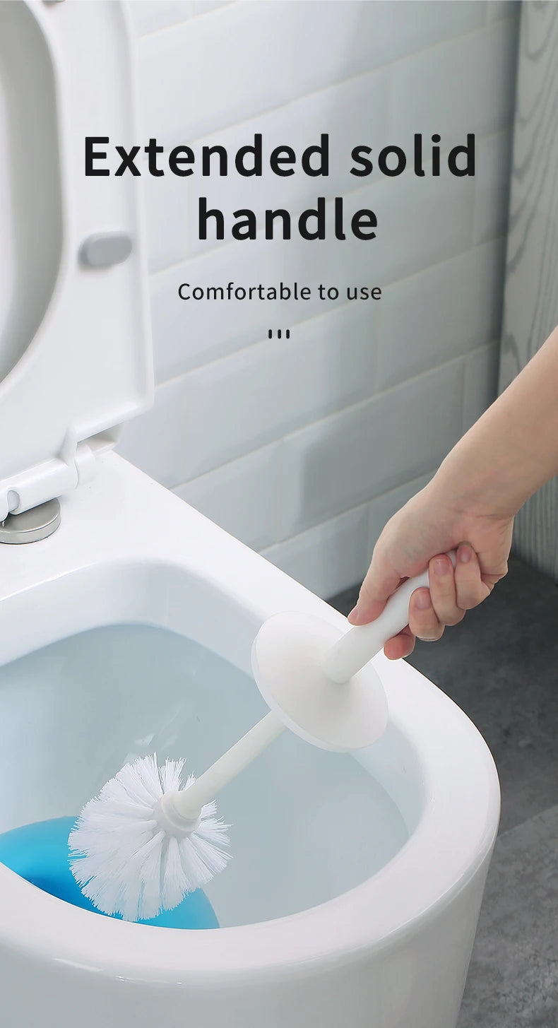 WORTHBUY Cepillo de inodoro de plástico con base de pie, mango largo, cepillo de limpieza para inodoro, accesorios de baño, herramientas de limpieza
