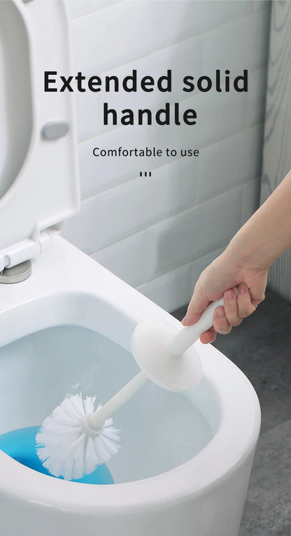WORTHBUY Cepillo de inodoro de plástico con base de pie, mango largo, cepillo de limpieza para inodoro, accesorios de baño, herramientas de limpieza