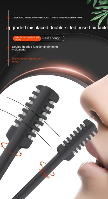 3pcs Portable Manual Nose Hair Trimmer Washable For Men And Women With Storage Box Waterproof Double Head Nose Hair Removal
