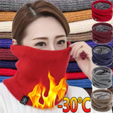 New Warm Neck Cover Neckerchief Winter Plush Muffler Woolen Knitting Fashion Solid Color Men Women Cold-proof Scarf Outdoors