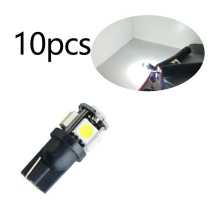 10pcs Car T10 12V 194 168 W5W 3W/5W Wedge Warm White Bule Red Yellow Green Amber Halogen Bulb Replacement Dashboard Bulb Light