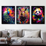 Watercolor Animals Canvas Paintings Rhino Cat Owl Panda Lion Tiger Wild Animals Grafffiti Art Posters Prints Home Decor Wall Art