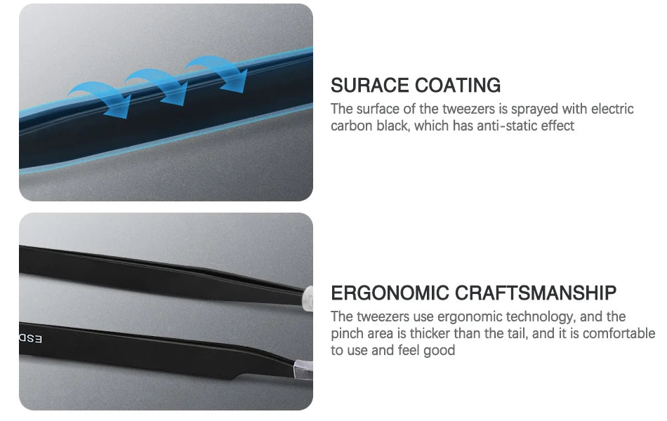 VVOSAI Curved Straight Tweezers Anti-static Precision Stainless Forceps Phone iPad Repair IC Chips Motherboard Repair Hand Tools