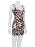 Fashion Sexy Summer Leopard Printed Women's Backless Streetwear Regular Casual Camisole Strapless Skinny Vestidos Robes