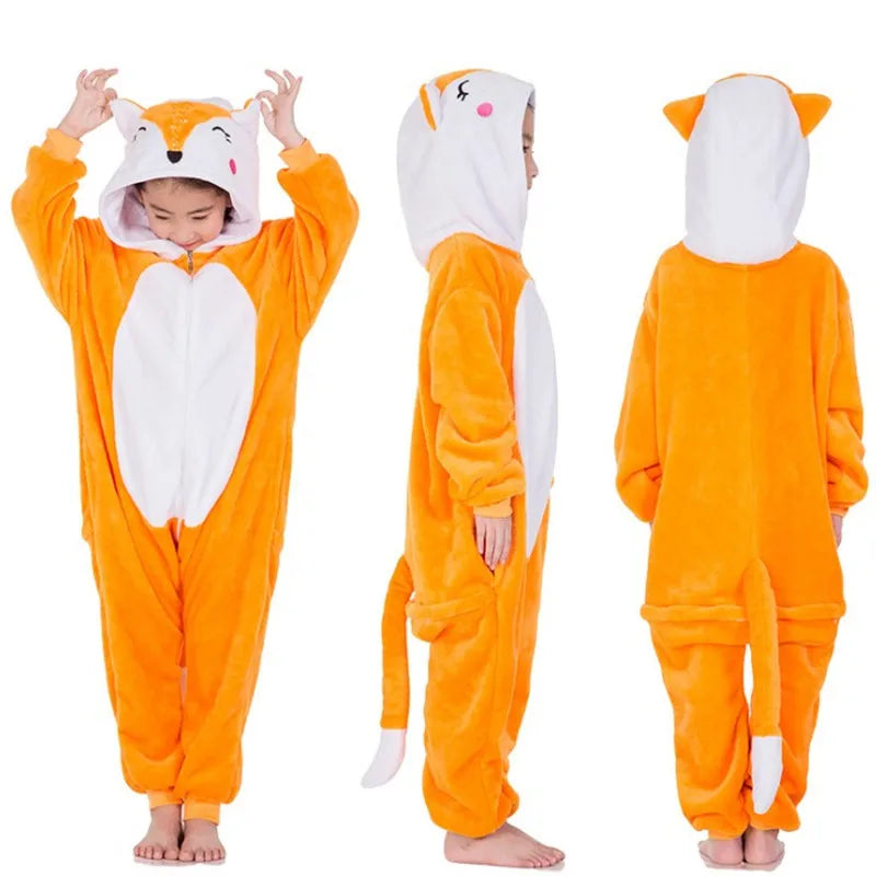 Cartoon Kigurumi For Children Kids' Animal Onesie Pajamas Dog Wolf Dragon Dinosaur Halloween Carnival One-piece Costume Homewear