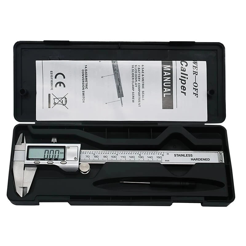 Calibrador Vernier digital electrónico de acero inoxidable de 6 pulgadas y 150 mm, micrómetro de metal, gran oferta.