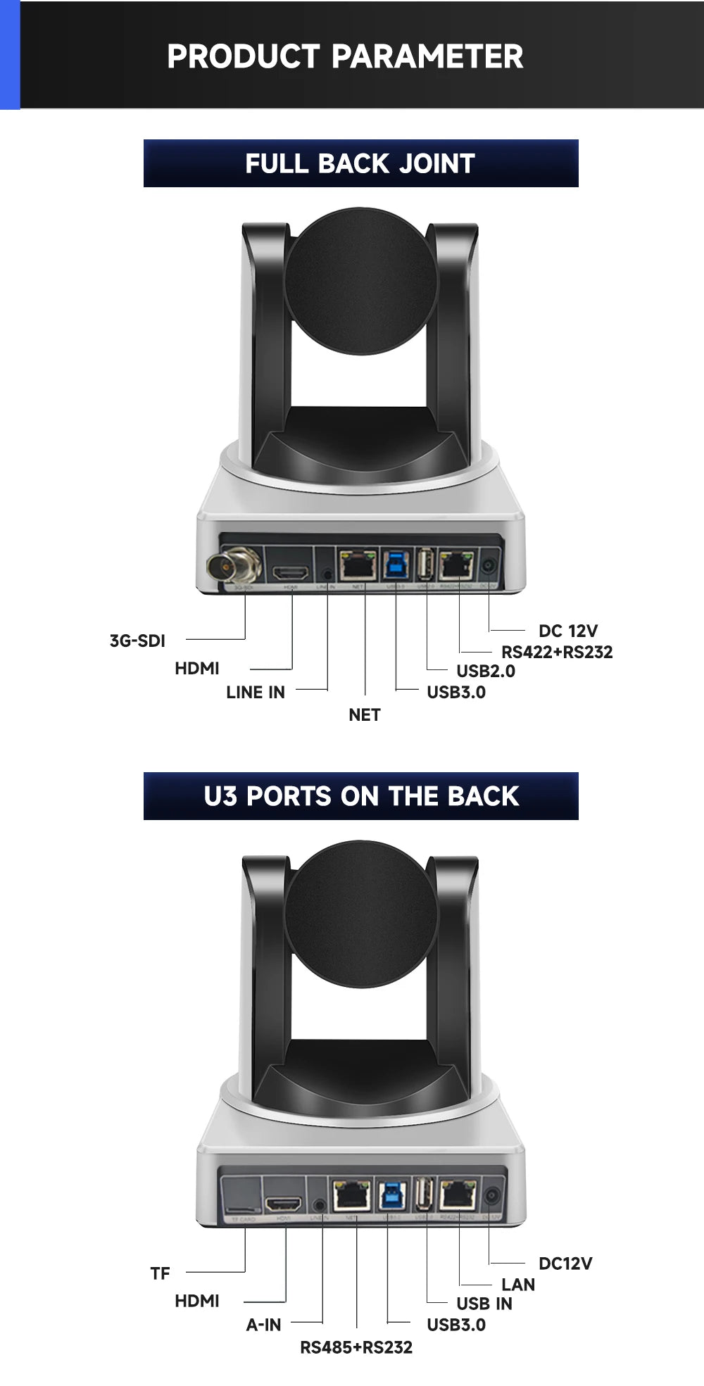 4K/1080P SDI NDI PTZ Camera 10X/20X Optical Zoom, HDMI/USB/POE | IP Live Streaming Camera for Church/Meeting/Broadcast (Youtube)
