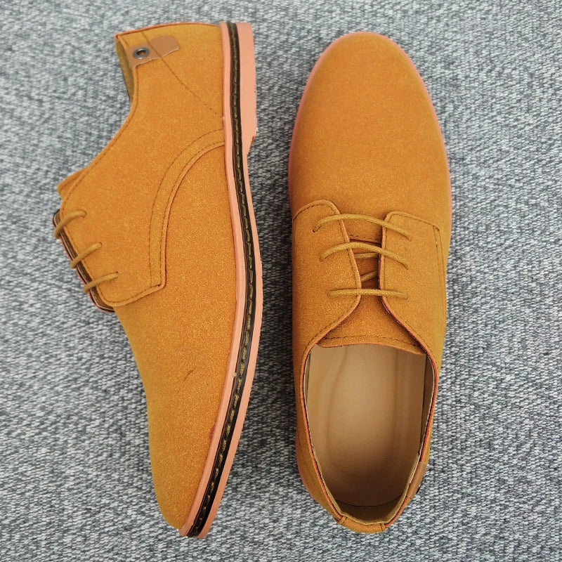 2024 Spring Suede Leather Men Shoes Oxford Casual Shoes Classic Sneakers Comfortable Footwear Dress Shoes Large Size Flats