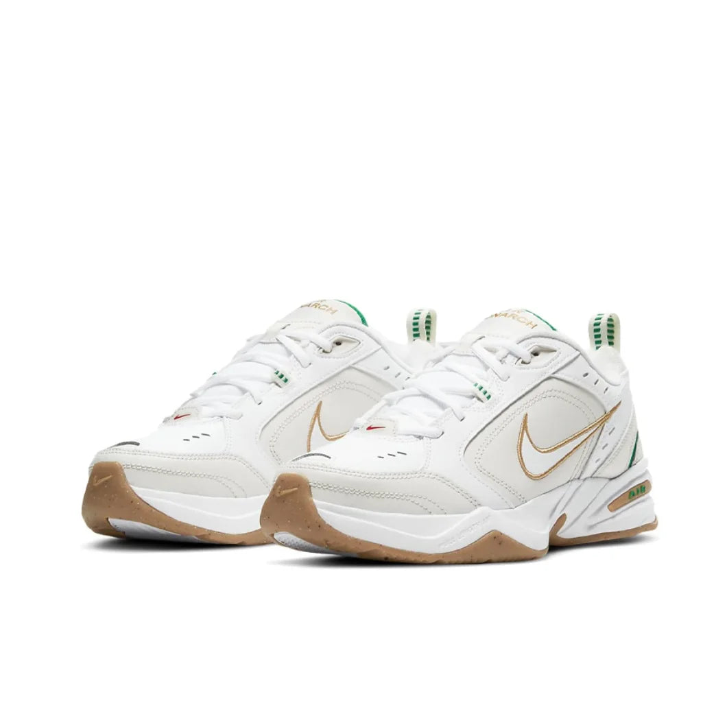 Zapatillas Nike Air Monarch 4 Low para hombre y mujer, clásicas, retro, informales, cómodas y acolchadas, blancas y plateadas.