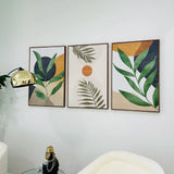 Simple Style Canvas Print Posters Wall Art Painting Set of 3 Tropical Leaves Abstract Shapes Illustrations Modern Art Boho Decor