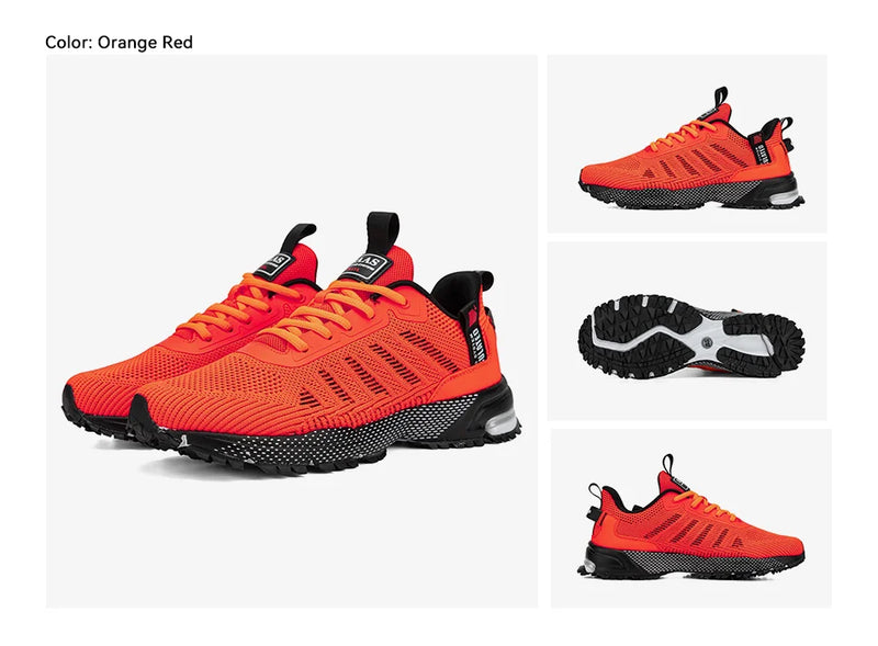 Baasploa Men Running Shoes Mesh Breathable Sport Shoes For Men Fashion Lightweight Casual Sneakers Non-Slip Lace Up Plus Size 50