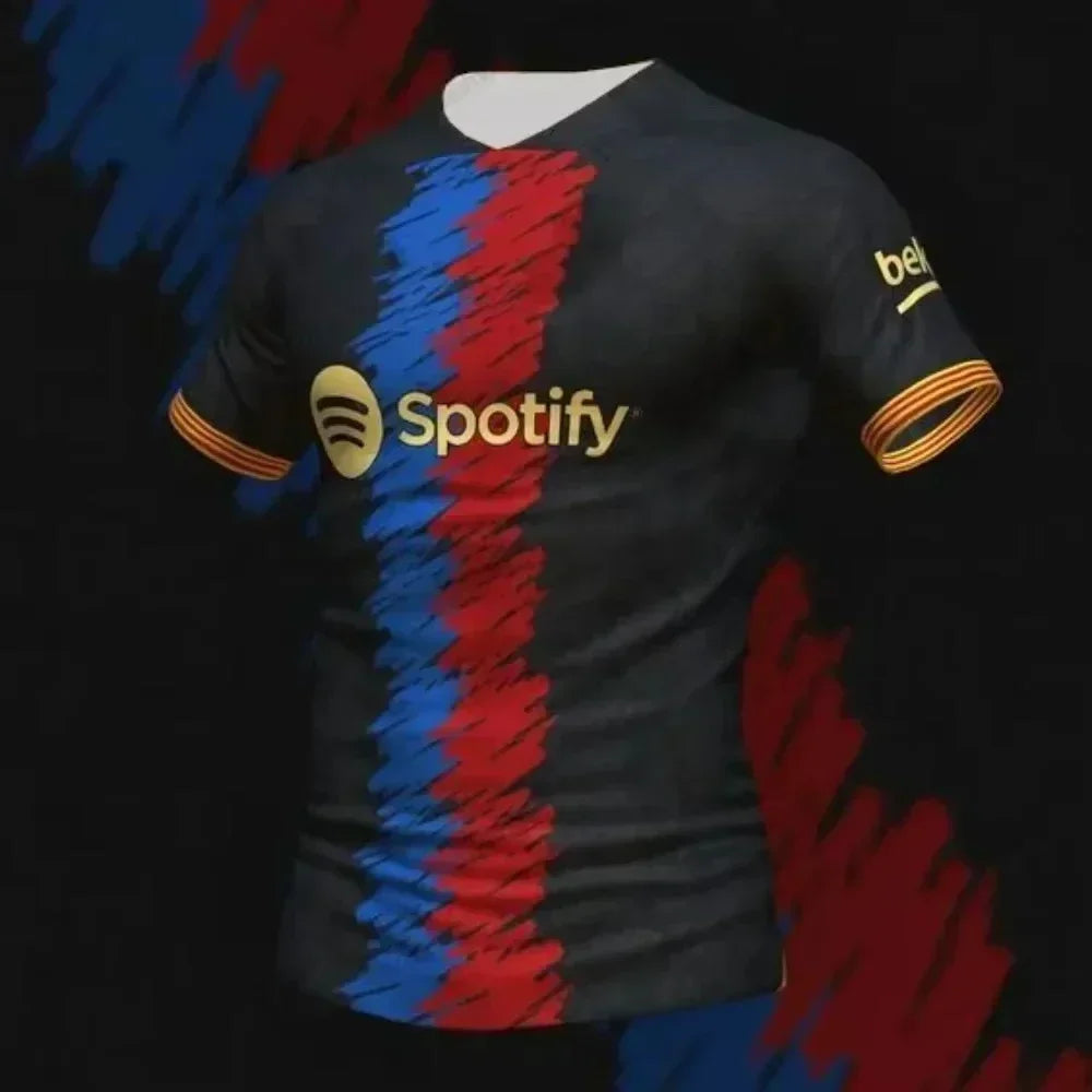 2025 Summer Barcelona Special Edition Football Jersey 3D Printed Men's Breathable Quick-drying Motorcycle Training T-shirt