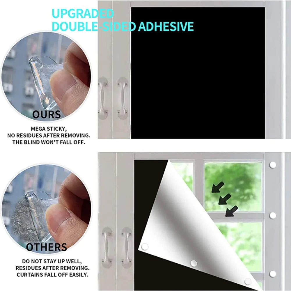 1/2/3M Portable Blackout Curtain Blind Window Thermal Insulated Kitchen Curtains Stick On DIY Non-perforated Temporary Curtain