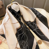 Luxury Design Print Silk Square Scarf Women Soft Satin Horse Hairband Neckerchief Office Hijab Headband Foulard Bag Ribbons Gift