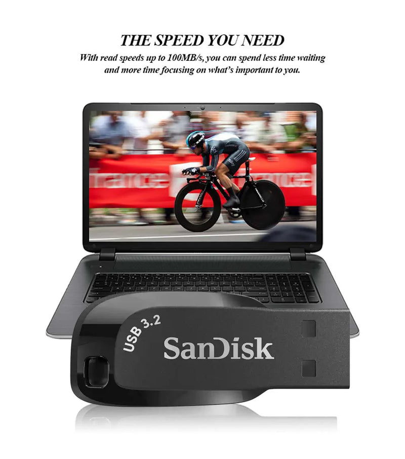 SanDisk USB 3.2 USB Flash Drive 64GB Pen Drive Memory Stick CZ410 Black U Disk Mini Pendrive