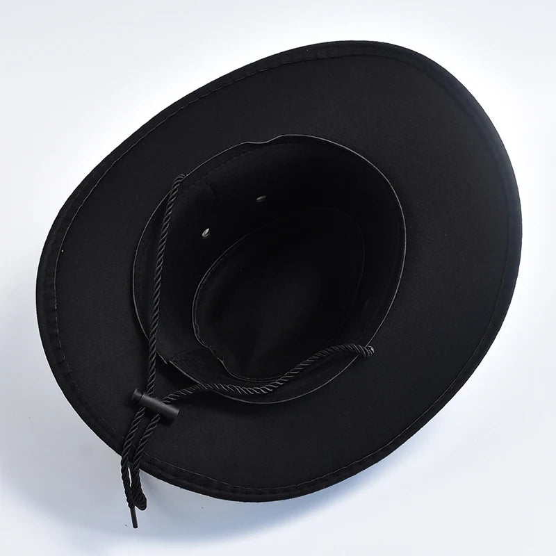 Artificial Suede Western Cowboy Hats Vintage Wide Brim Gentleman Cowgirl Jazz Hat Holiday Party Cosplay Hat