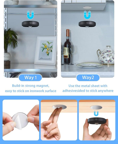 Luz de disco RGB recarregável WILLED com controle remoto Luzes de bateria de 1200mAh, toque regulável sob a luz noturna de iluminação do armário