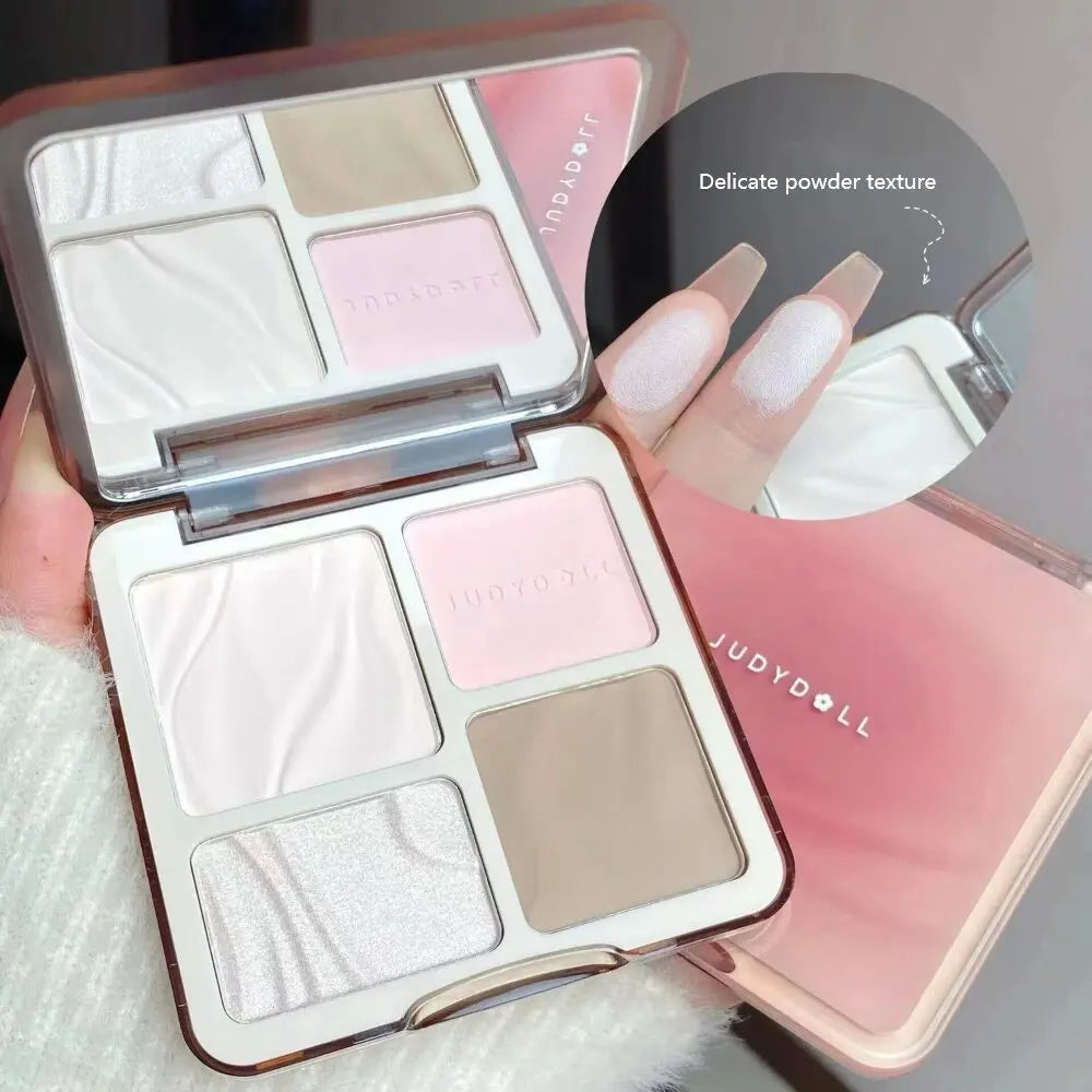 Paleta de bronceadores y iluminadores Judydoll, maquillaje nude, sombras faciales 3D naturales para la nariz, larga duración, resistente al agua, cosméticos de maquillaje. 