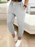 Plus size European and American cross-border  autumn and winter new casual solid color pocket leggings