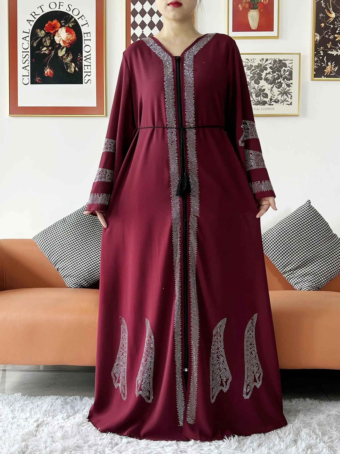 Vestido elegante de gasa para mujer, abaya abierta con cremallera, ropa musulmana, cárdigan islámico, abaya, nuevo