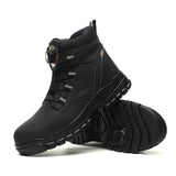 Rotating Button Work Shoes for Men Anti Puncture Work Sneakers Waterproof Work Safety Shoes Non Slip Steel Toe Tactical Boots