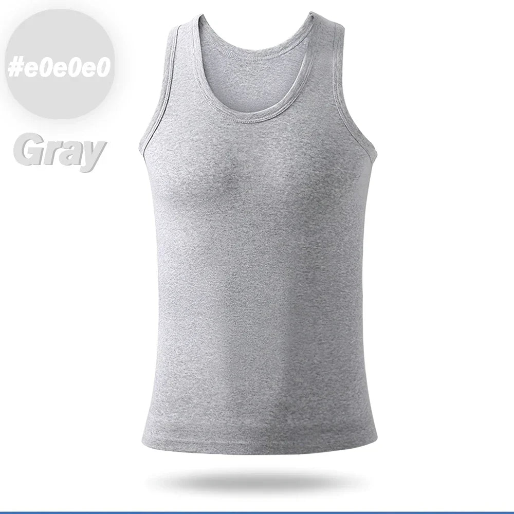 Four Seasons Men Pure Cotton Vest Youth Fit Sports Fitness Undershirts  Middle-aged Casual Sleeveless Tank Top A-Shirt Underwear