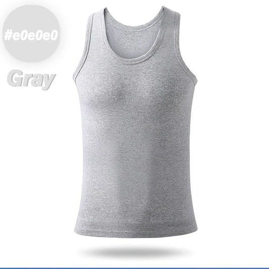 Four Seasons Men's Pure Cotton Vest, Youth Fit, Sports Fitness Undershirts, Middle-aged Casual Sleeveless Tank Top, A-Shirt Underwear