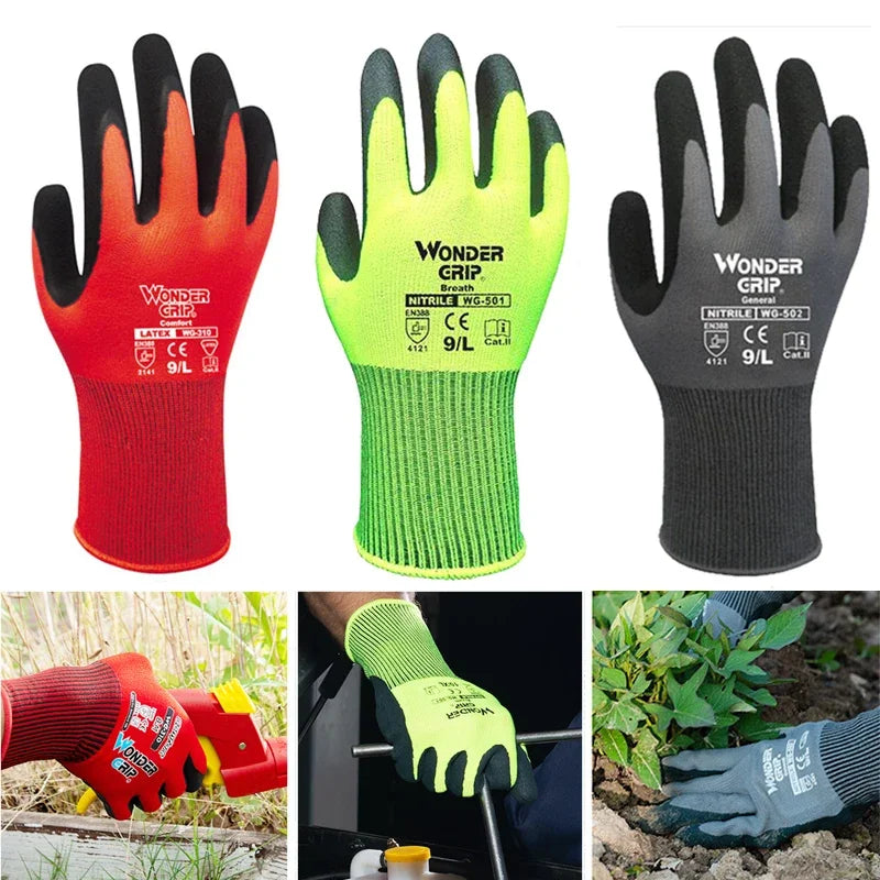 1 par de luvas de jardinagem para mulheres e homens, luvas de jardim revestidas de nitrilo, protegem contra cortes e sujeira, nylon elástico respirável