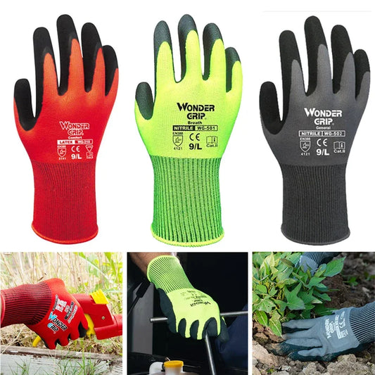 1 par de luvas de jardinagem para mulheres e homens, luvas de jardim revestidas de nitrilo, protegem contra cortes e sujeira, nylon elástico respirável