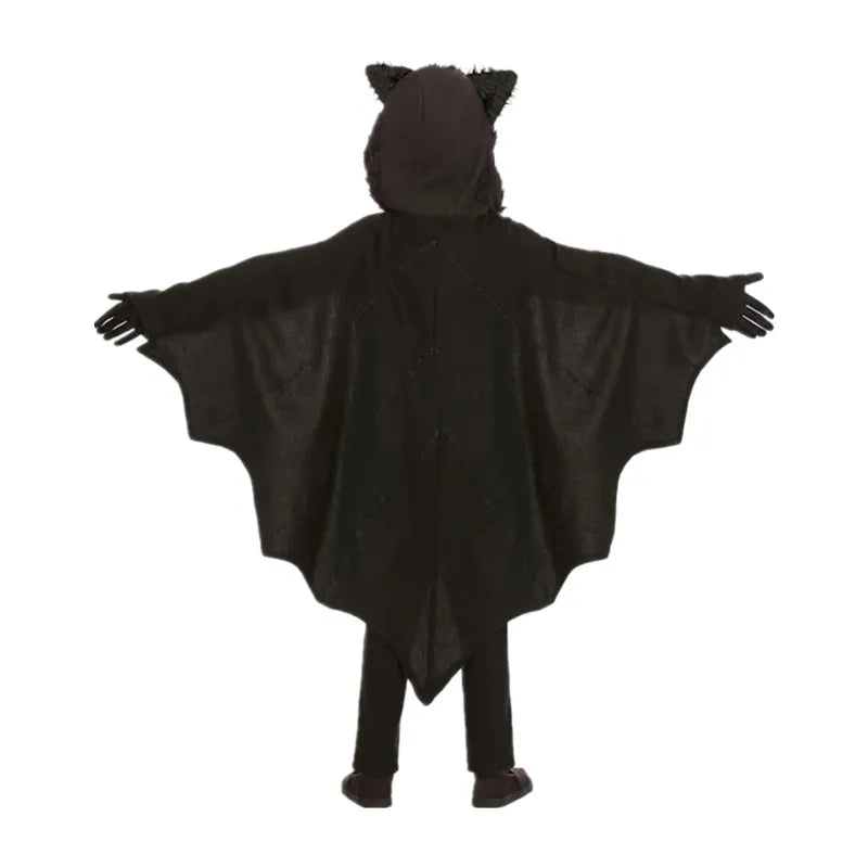 Disfraz con capucha de murciélago vampiro Unisex para niños, mono de cosplay sexy para niños, conjunto de disfraz de Halloween, guante, Vestidos de fiesta