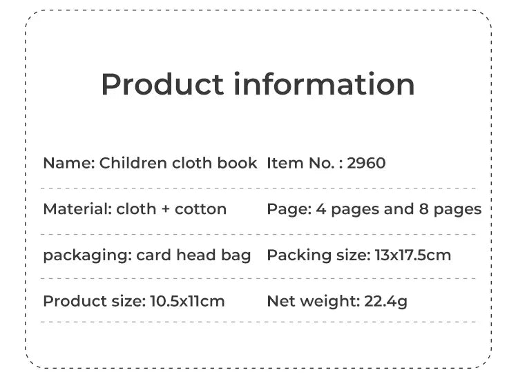 4 Pages Enlightenment Early Learning Books Children Black and White Cloth Book for Kids Montessori Educational Toys
